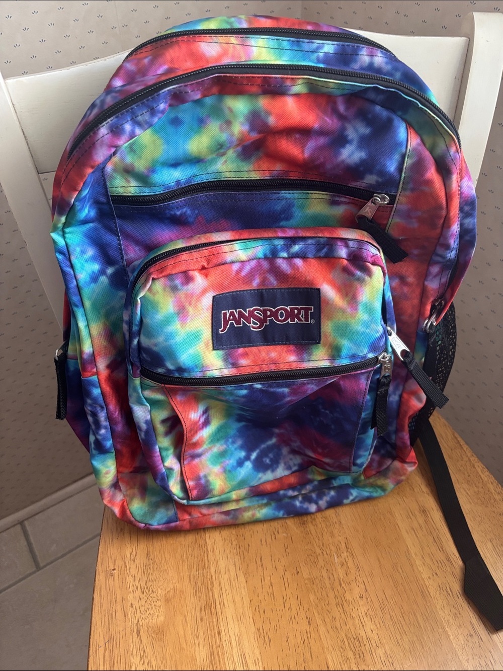 JanSport Rainbow Tie-Dye Backpack with Multicolor Swirl